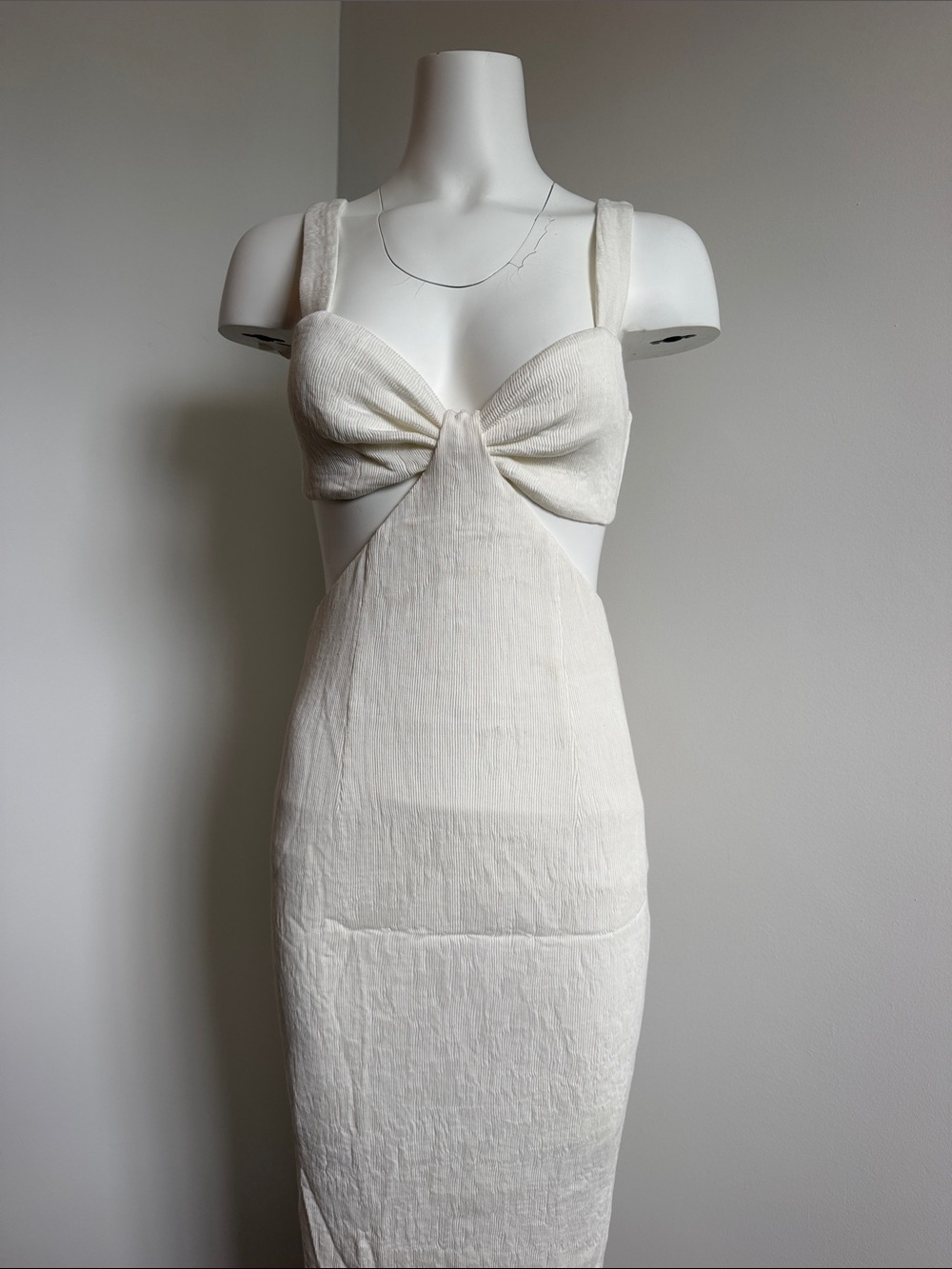 Shona Joy Cream Strapless Bow-Front Midi Dress